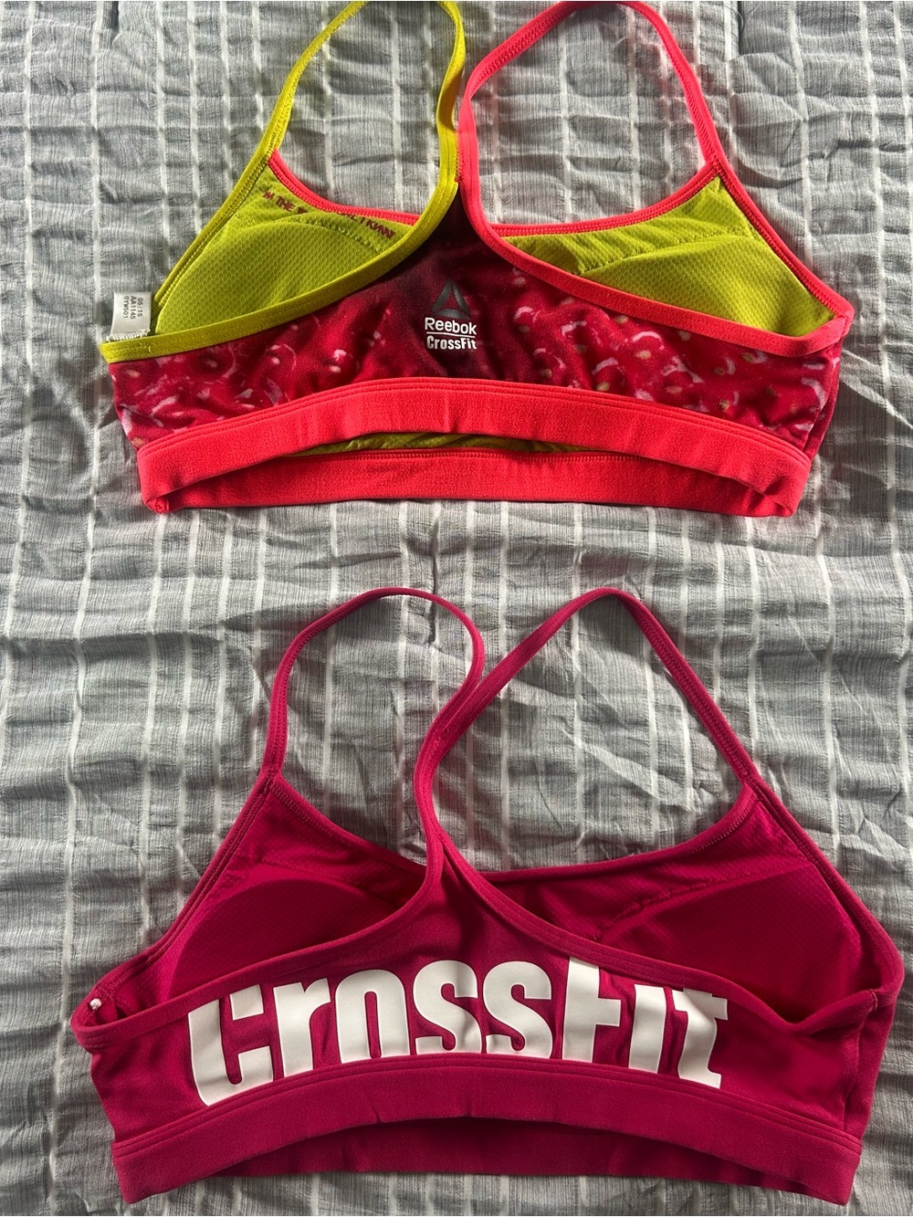Reebok Pink and Coral Sports Bra Duo with Neon Trim - Picture 2 of 3